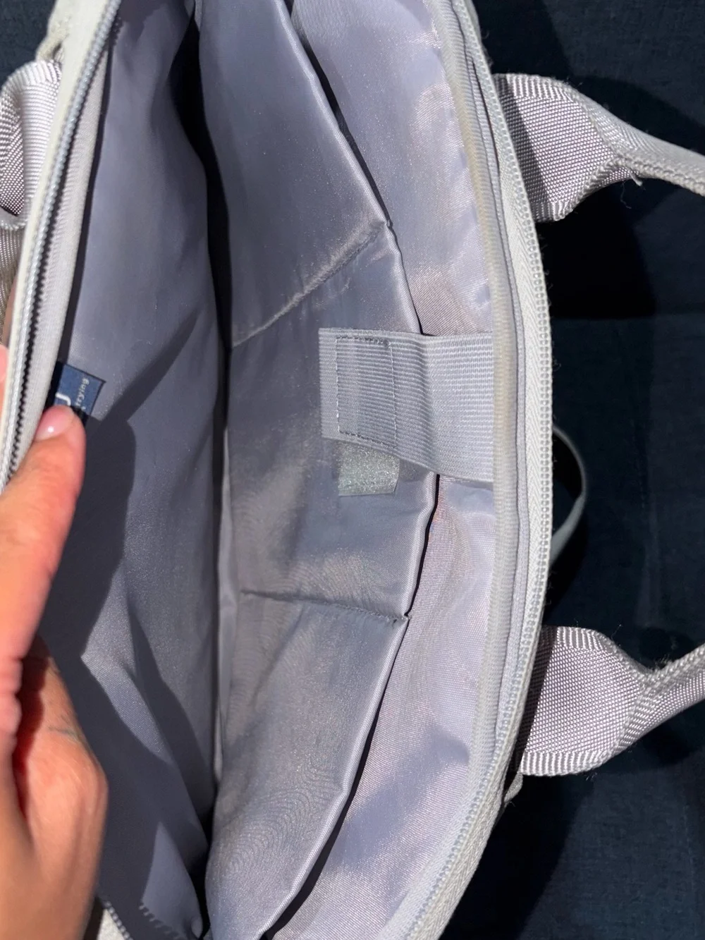 Light Gray Canvas Laptop Briefcase with Yellow Handle Accent